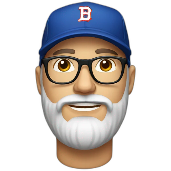 white man with glasses and beard with a baseball hat emoji