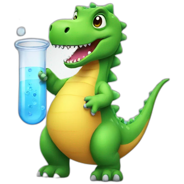 dino holding a test tube emoji