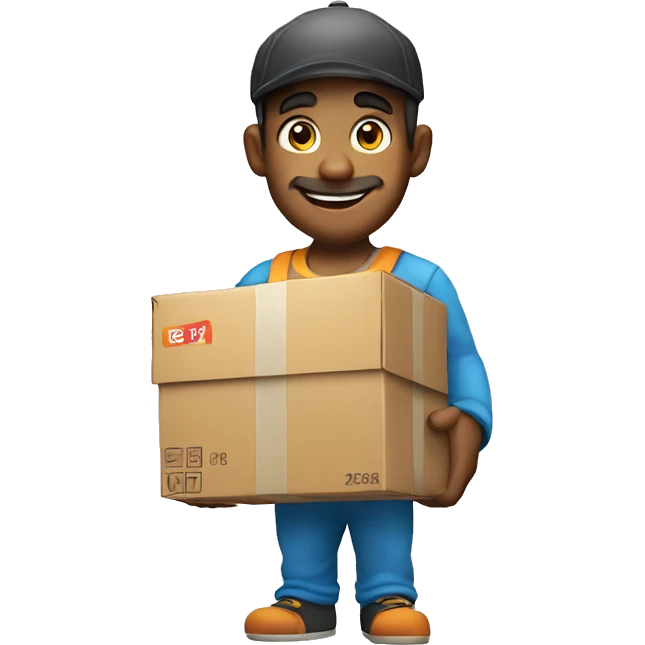 genie  as delivery boy  in his hand on the parcel  emoji