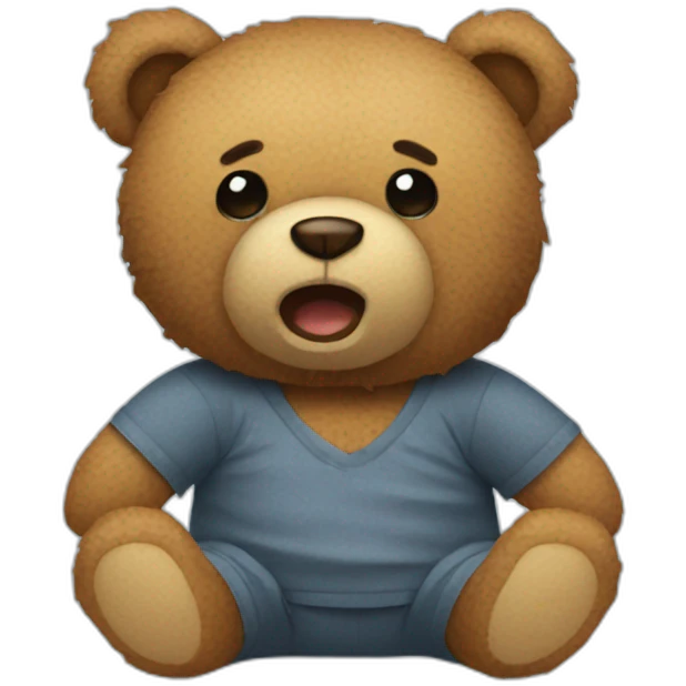 A teddy bear with a torn head emoji