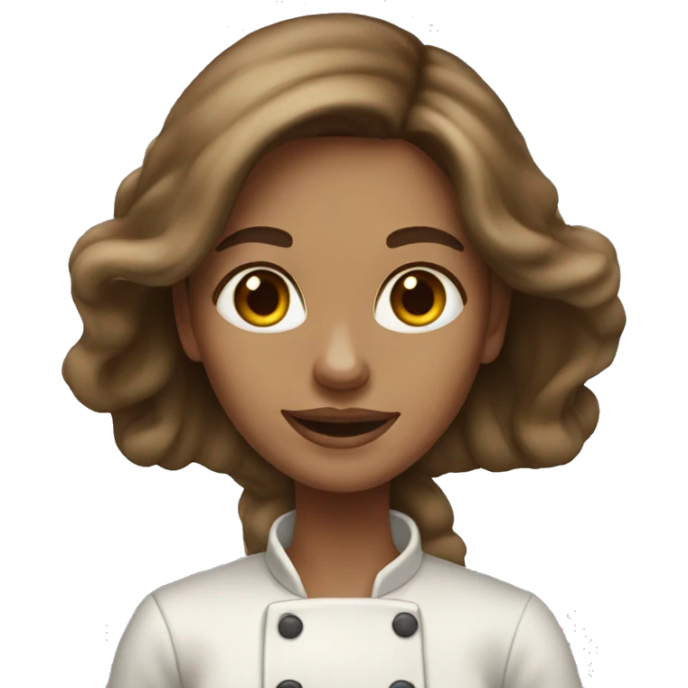 women brown long hair and white skin cooks pancakes emoji