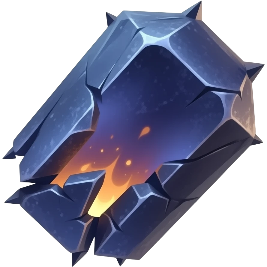 A small, jagged fragment of fading twilight light, deep blue with faint orange ember glow at its core, rough crystal texture, pixel art style, 128x128 resolution, transparent background — dark fantasy melancholic aesthetic, like the last light before darkness" emoji