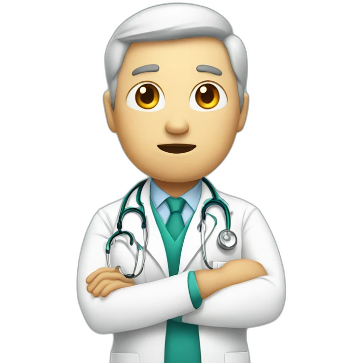 doctor thinking about an answer emoji