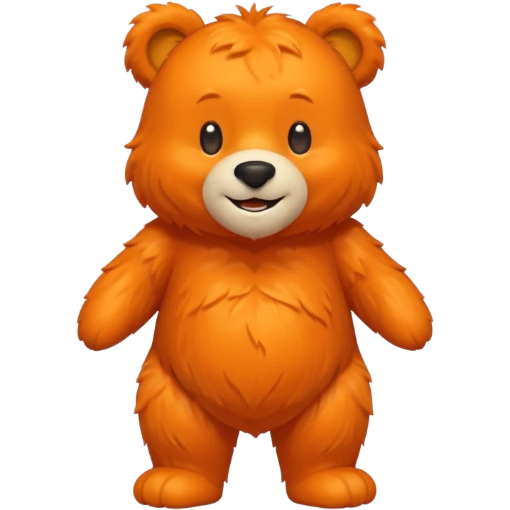 Create a orange friendly bear, make him look like from a kid cartoon and make him smile. Show his whole emoji