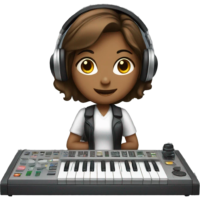 Audio technician girl with an audio desk emoji
