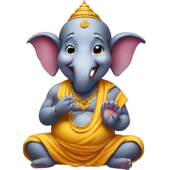 laughing ganesha emoji with baby face emoji