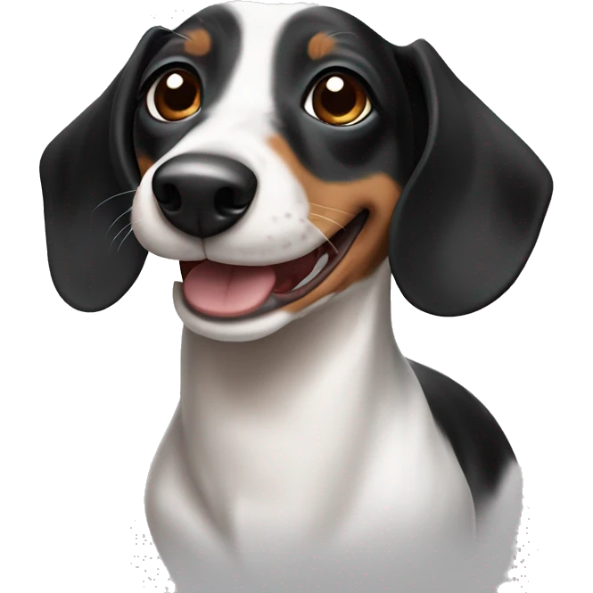 Black tan white piebald dachshund smiling  emoji
