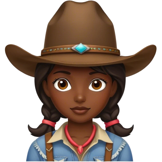 portrait of a dark-skinned girl with cowboy hat emoji