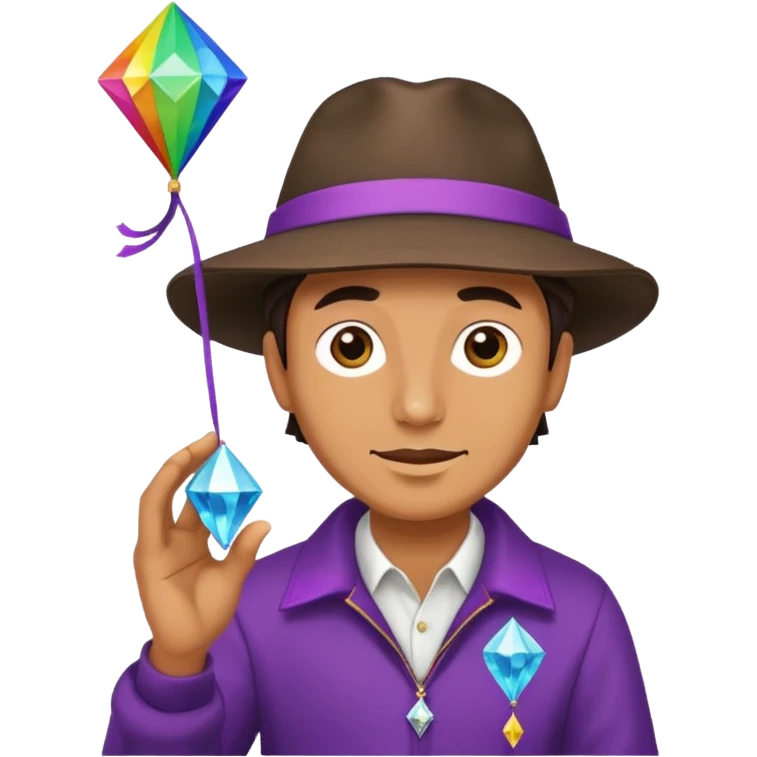 Man with diamond kite,Kite Flyers emoji