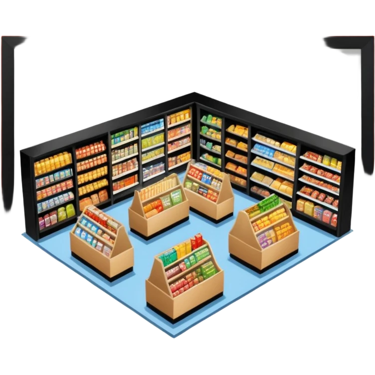 grocery store from an overhead view in a comic book style emoji