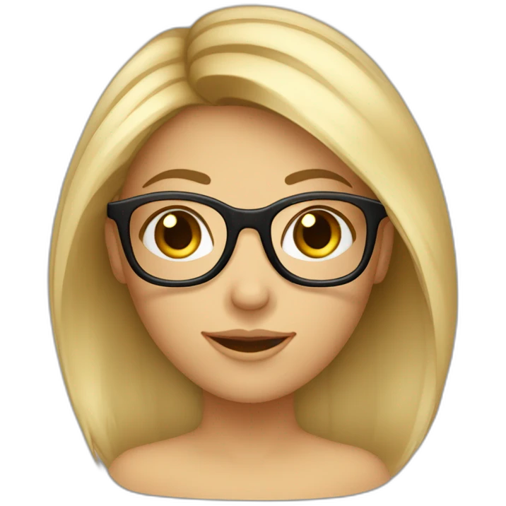 Une fille avec des cheveux bruns avec deux mèches blonde blonde et des lunettes emoji