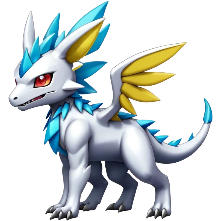 cool edgy cute shiny colorful Archeus-Kyurem-Digimon-Fakemon-animal-hybrid full body emoji