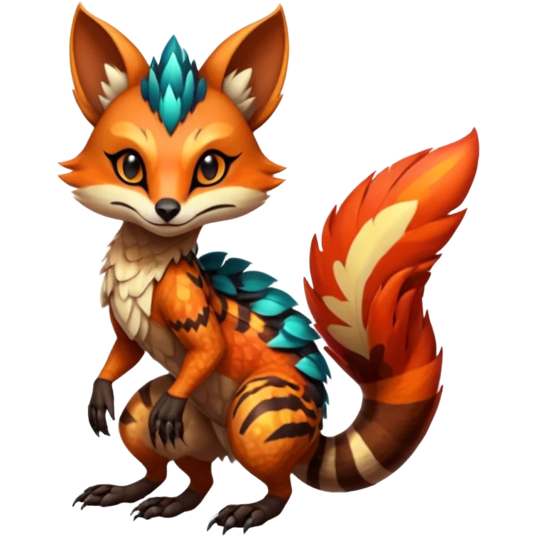Fiery Wicked Cool Hot Badass Genet-Numbat-Sergal-Meloetta-Vernid-fusion-hybrid-creature emoji
