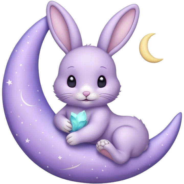 A Lavender bunny holding a moon 🌙 🐰 emoji