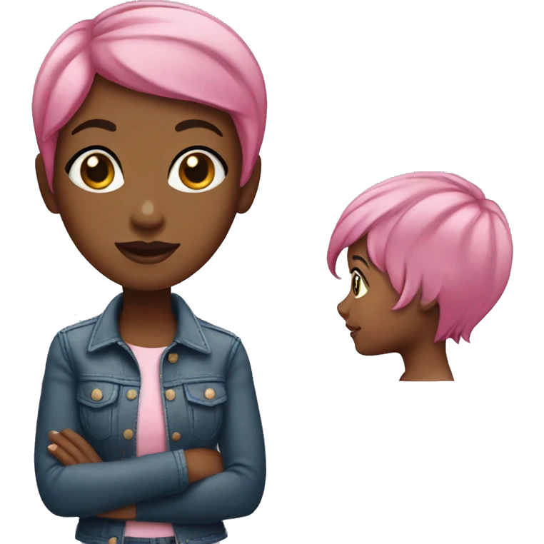 A black girl with a pink pixie cut   emoji