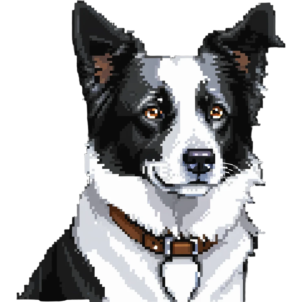 Border collie dog with only one black ear emoji