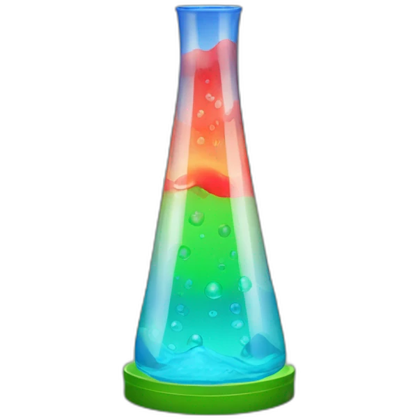 A lava lamp with blue water and green lava emoji