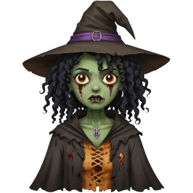 black curly hair, dark skin Zombie Witches emoji