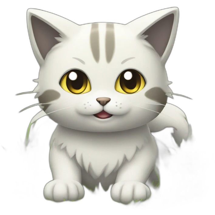 Sitting-bicolor-grass-type-cat-pokemon emoji