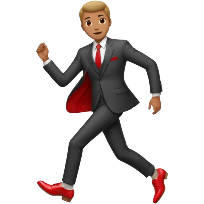man with glasses wearing a suit and red shoes emoji