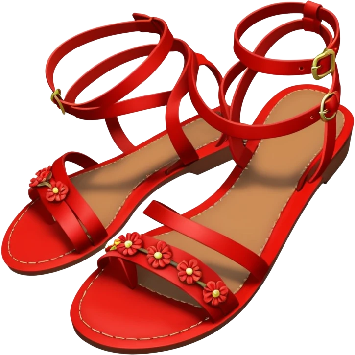 Red sandals with tiny rosettes  emoji