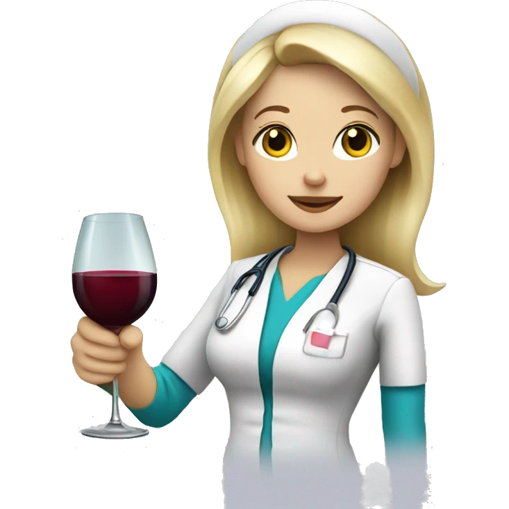 blonde nurse drinking wine emoji
