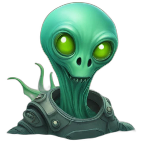 Un alien nage dans la mer emoji