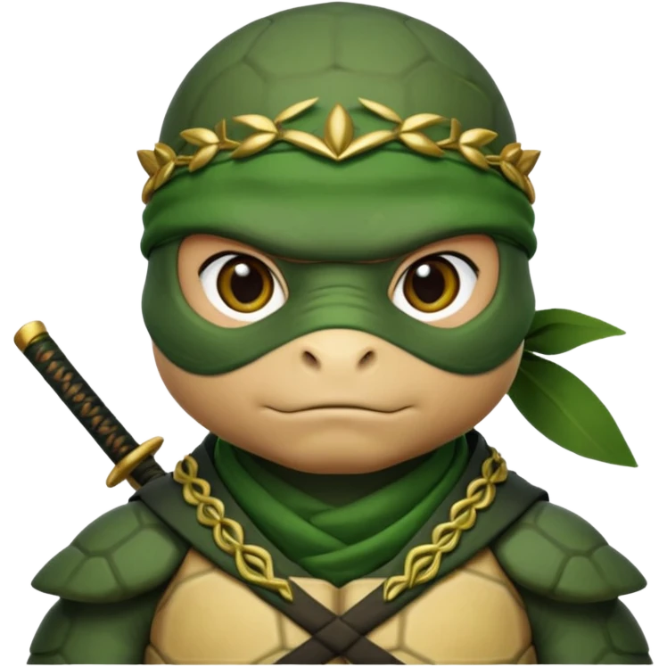 a turle ninja wearing laurel wreaths emoji