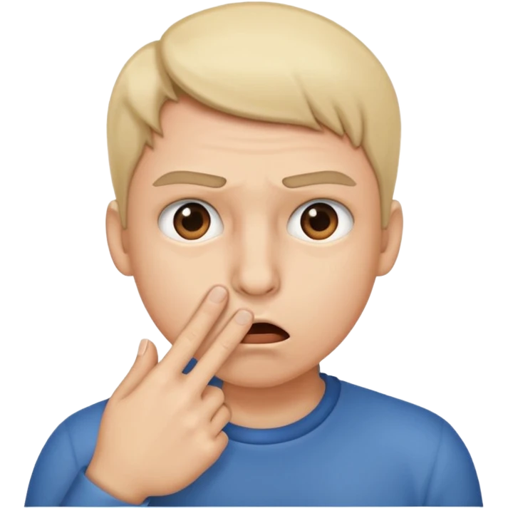 Shock face holding a finger to nose emoji