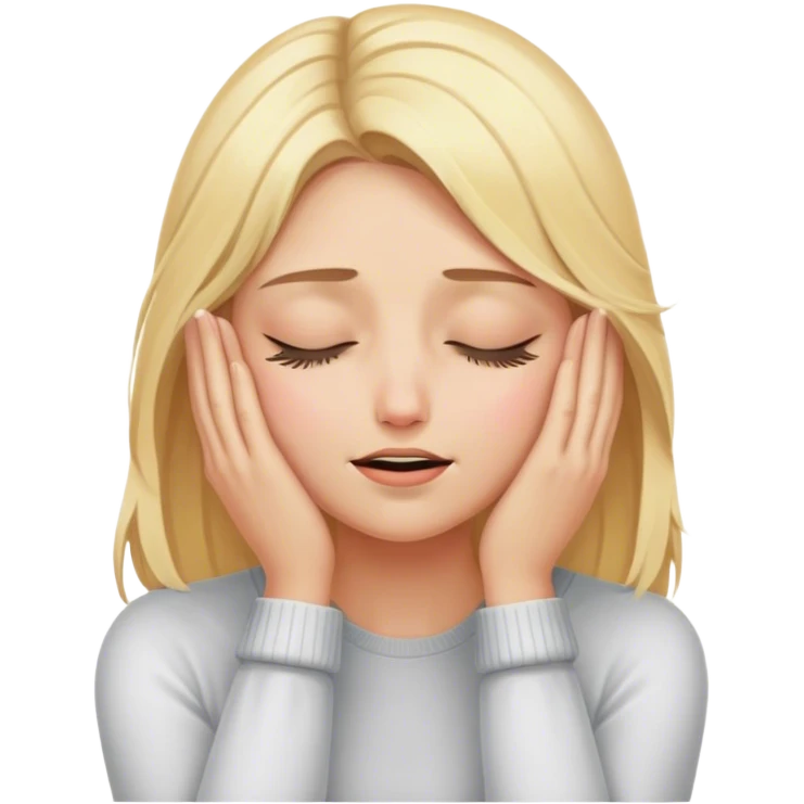 Блондинка закрывает глаза руками emoji