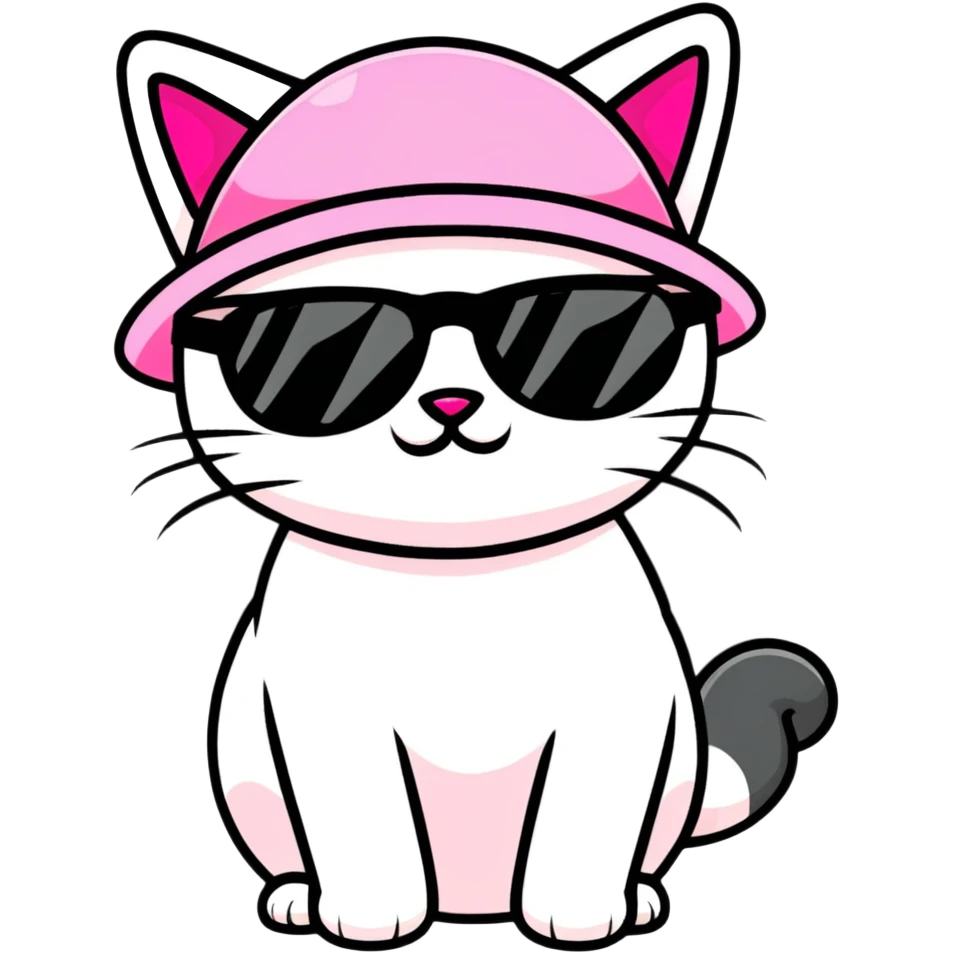 pink cat wearing sunglasses and hat emoji