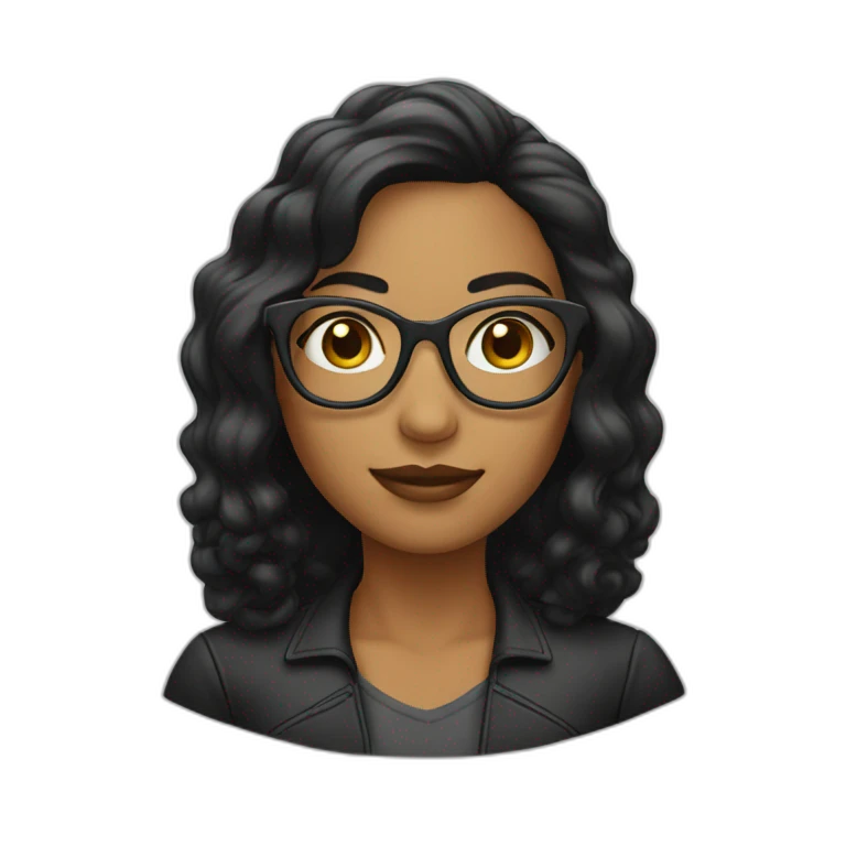 mujer con lentes y de cabello negro emoji