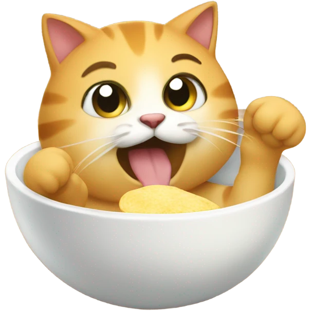Cat eating poori emoji