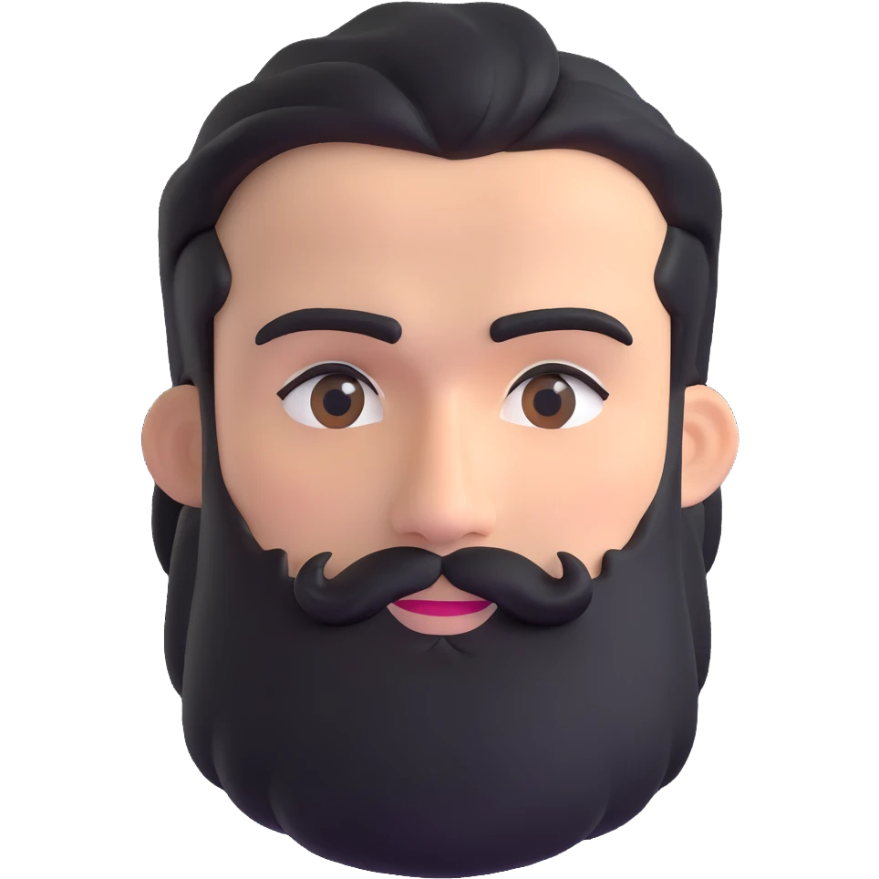 man with medium length beard and connected eyebrows emoji