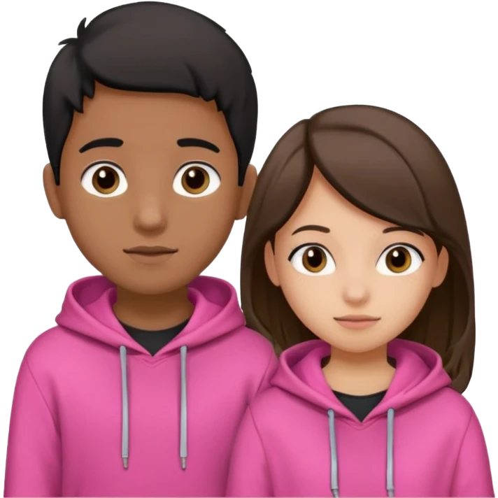 Two friends one boy and one girl in a pink hoodie and the boy with black shirt emoji