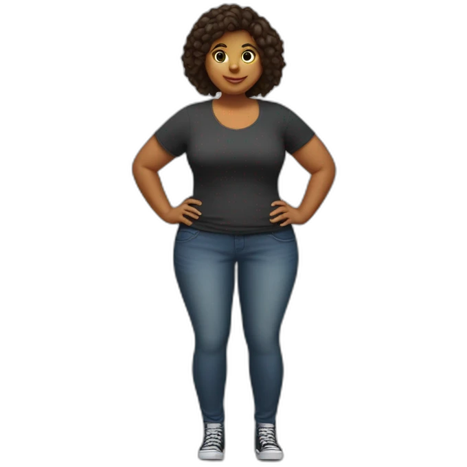 Full body Curvy girl прыгает на батуте emoji