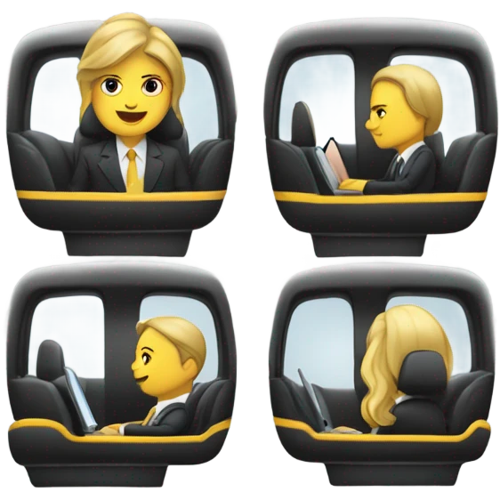 office workers in a taxi cab emoji