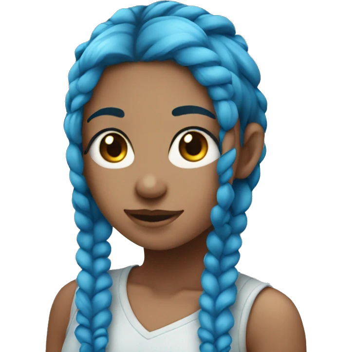 Blue haired girl with two long braids emoji
