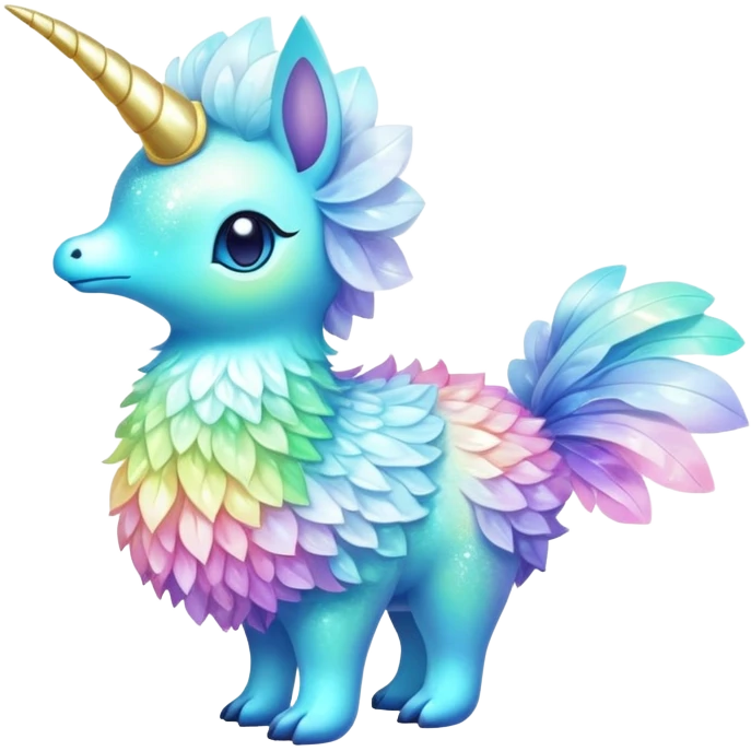 Shiny Exotic Colorful Ethereal Sparkly Flaaffy-Amaura-Aurorus-Fakémon-hybrid-creature (full body)  emoji