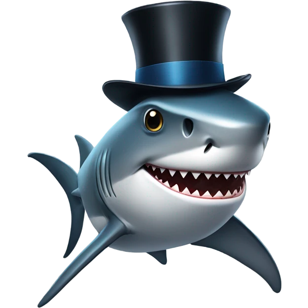 Shark with a top hat emoji