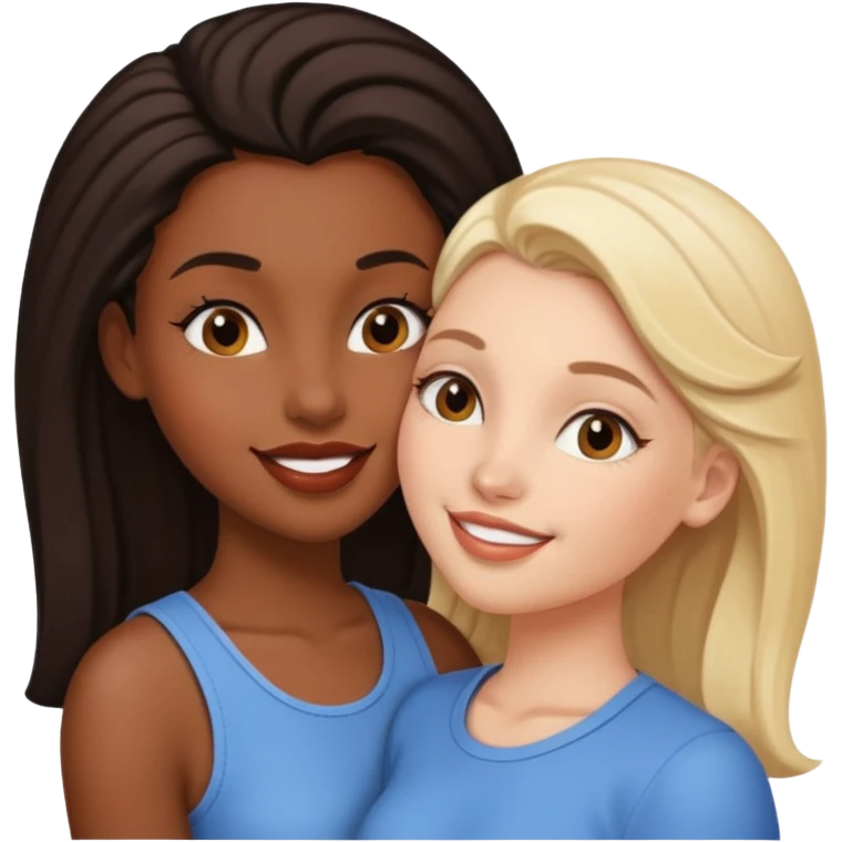 black girl white girl kissing emoji