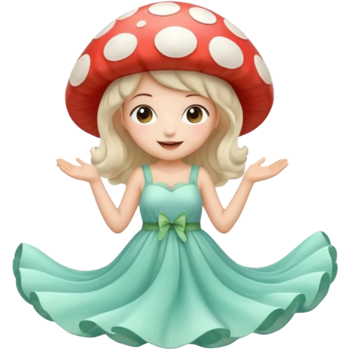 Kawaii, cottagecore, mushroom, fairy, emotions, wave emoji