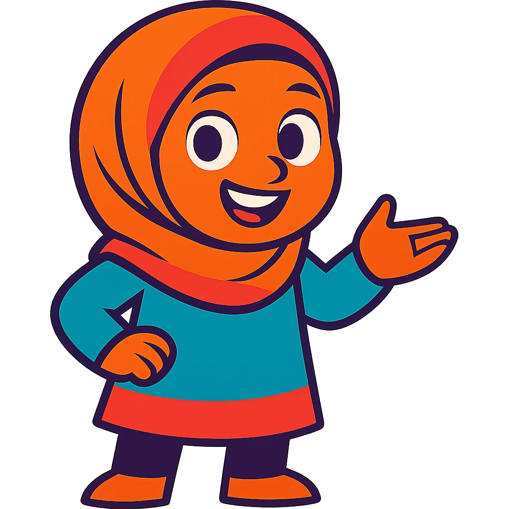 Make the hijabi girl smiling, keep vibrant cartoon style, no background. emoji