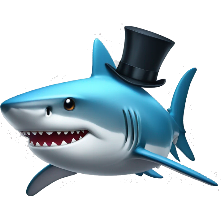 Shark with a top hat emoji