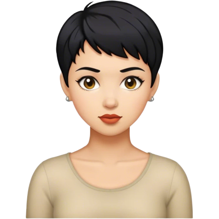 woman pixie cut black hair emoji