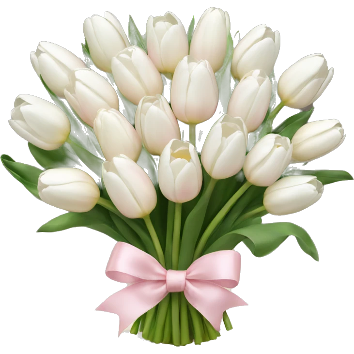 White tulips bouquet with light pink bow  emoji