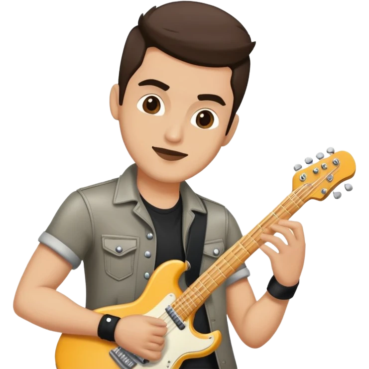 Happy Rock Pop Music Male Musician in his 30s dressed with trendy style emoji