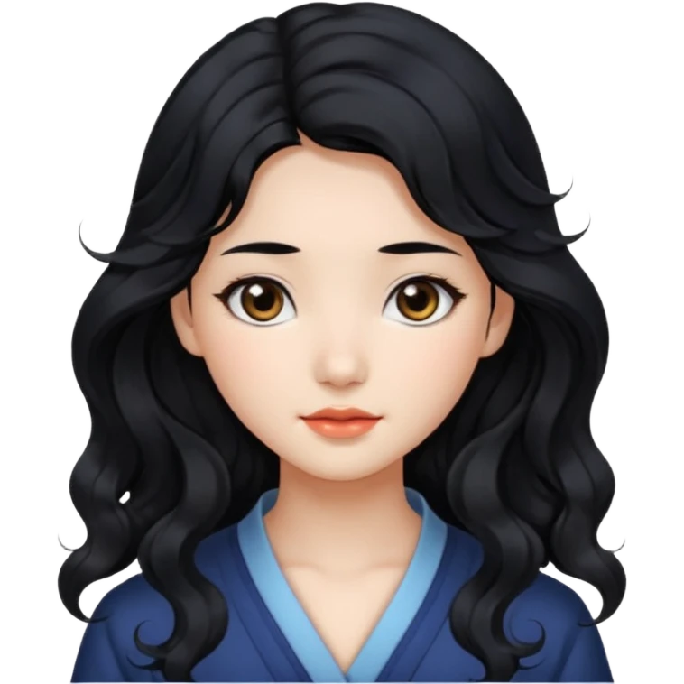 Beautiful girl,Black hair,wavy hair，long hair,Black eyes,Chinese emoji