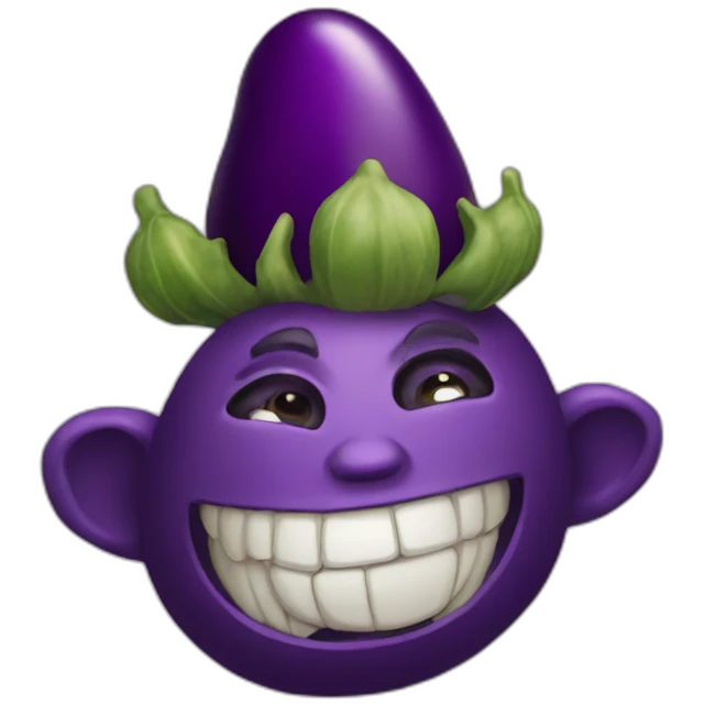 Troll face with an eggplant emoji