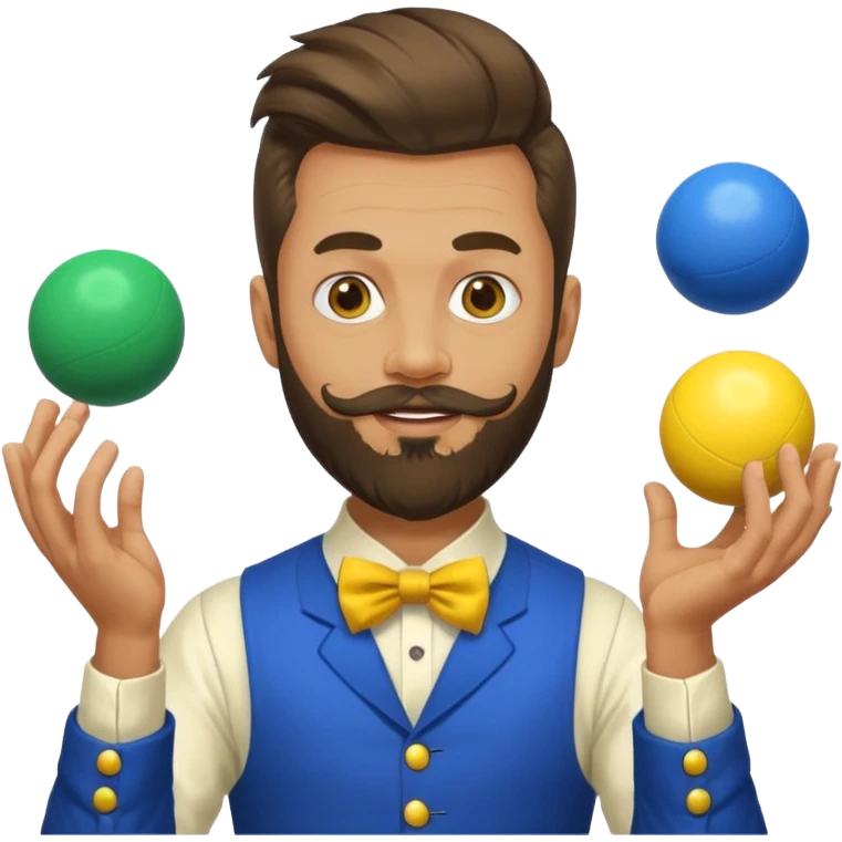 circus juggler beard zelensky juggling two balls blue and yellow emoji